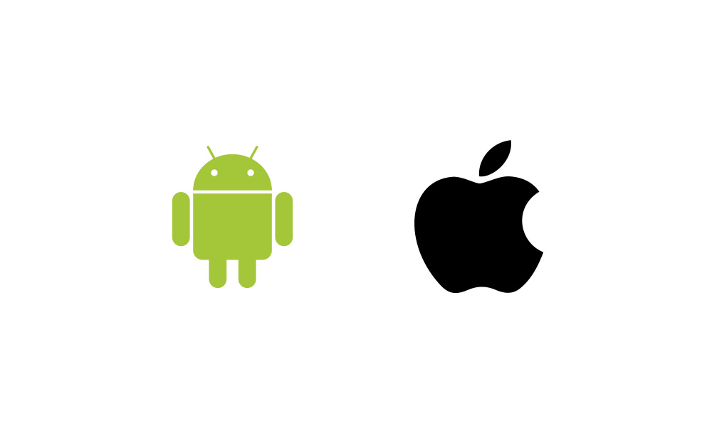 Logotips dels sistemes operatius d'Android i Apple